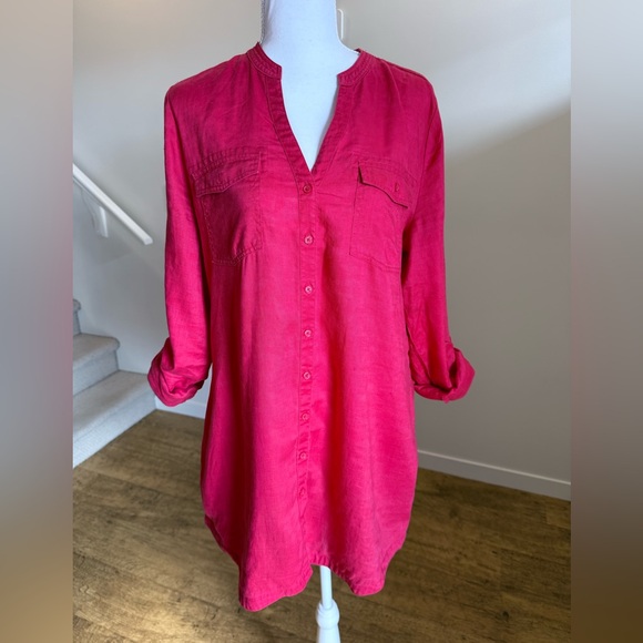 Lady Hathaway Tops - Lady Hathaway 100% Linen Button Down Shirt Summer Capsule Wardrobe size Large